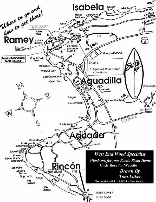 Surf Map of Rincon Puerto Rico